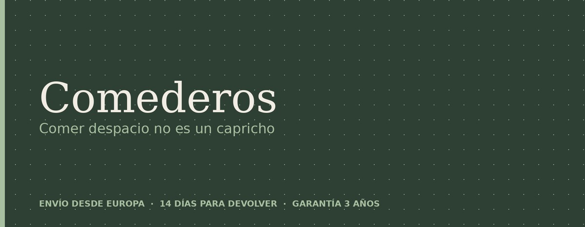 Cabecera de la coleccion Comederos: comer despacio no es un capricho