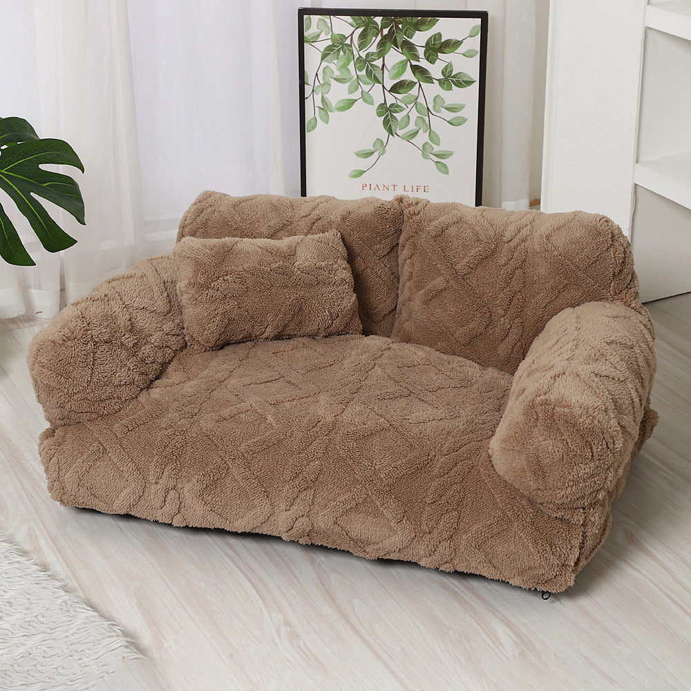 Cama sofá para perro en caqui
