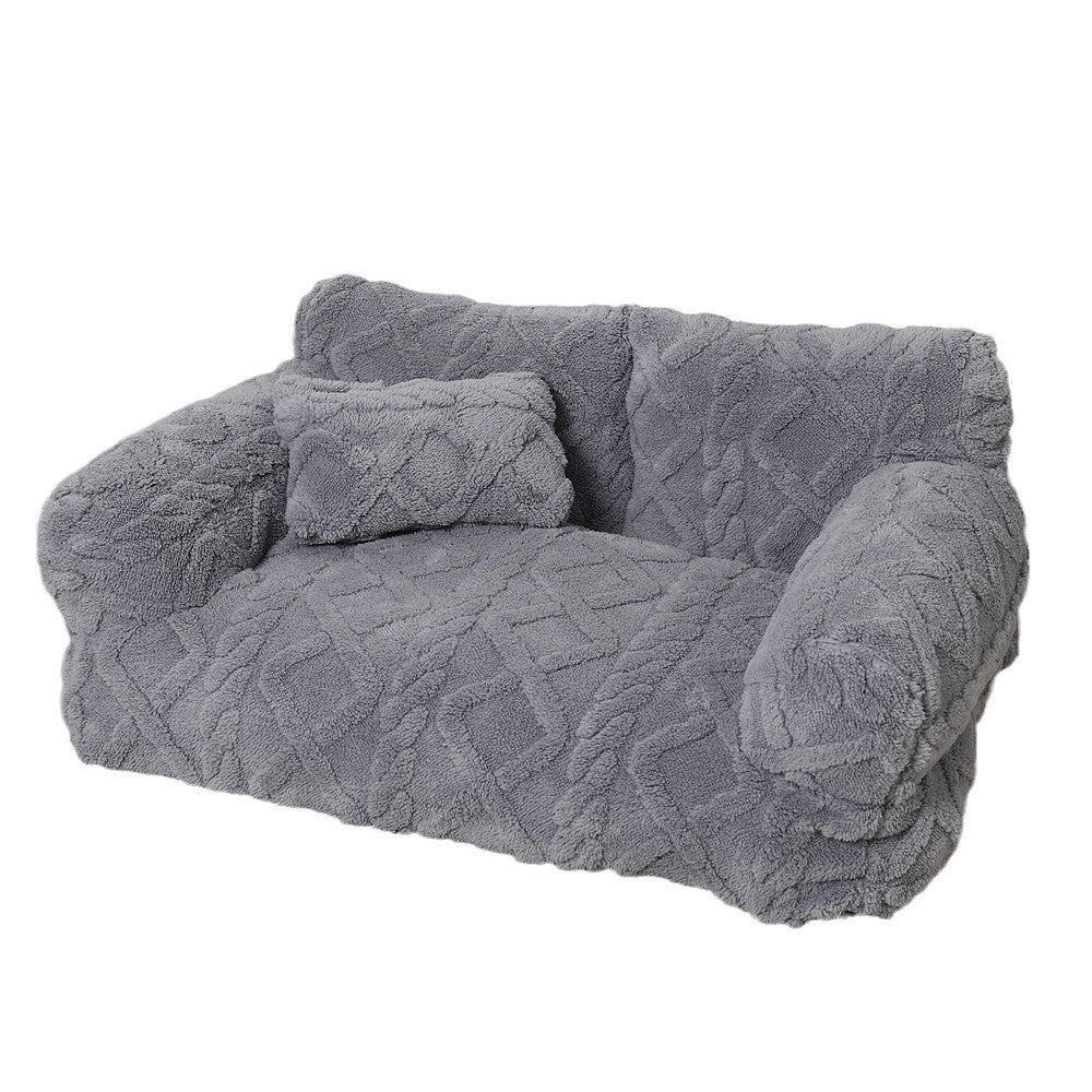 Cama sofá para perro en gris claro
