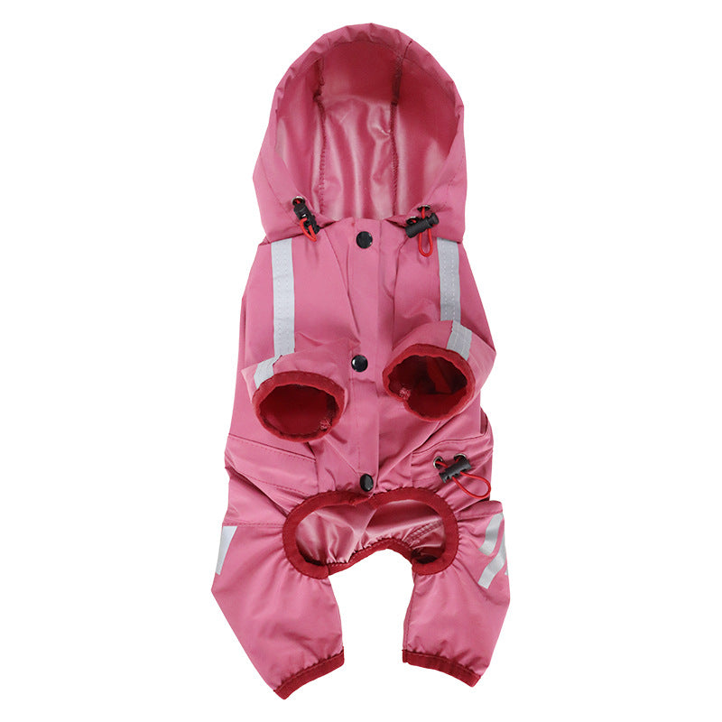 Chubasquero rosa de cuatro patas visto de frente