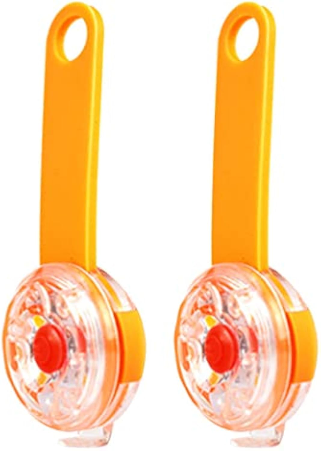 Dos luces LED naranjas con su tira para colgar