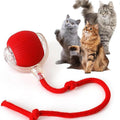 Pelota rodante automática roja con cola de cuerda