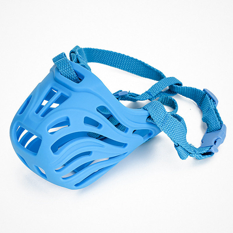 Bozal de silicona azul con sus correas ajustables