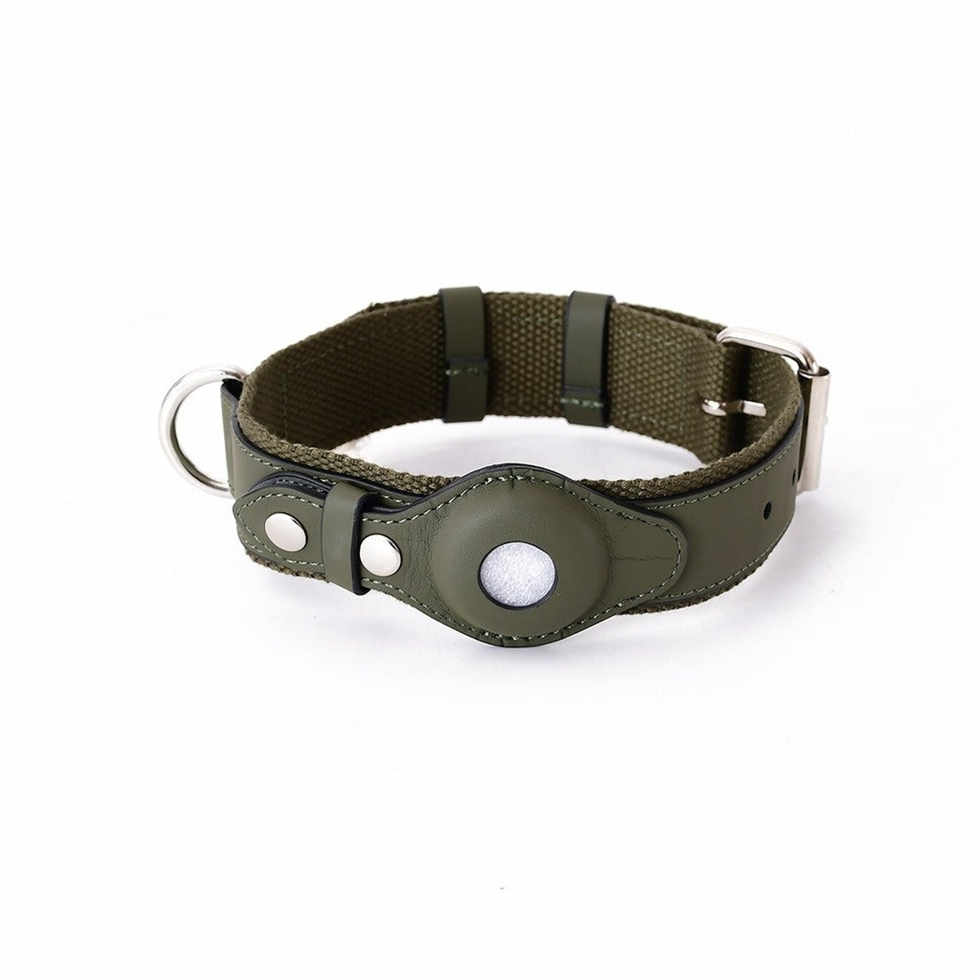 Collar verde militar con alojamiento para AirTag