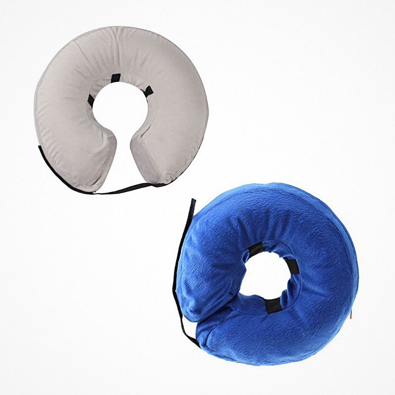 Los dos colores del collar inflable: gris y azul