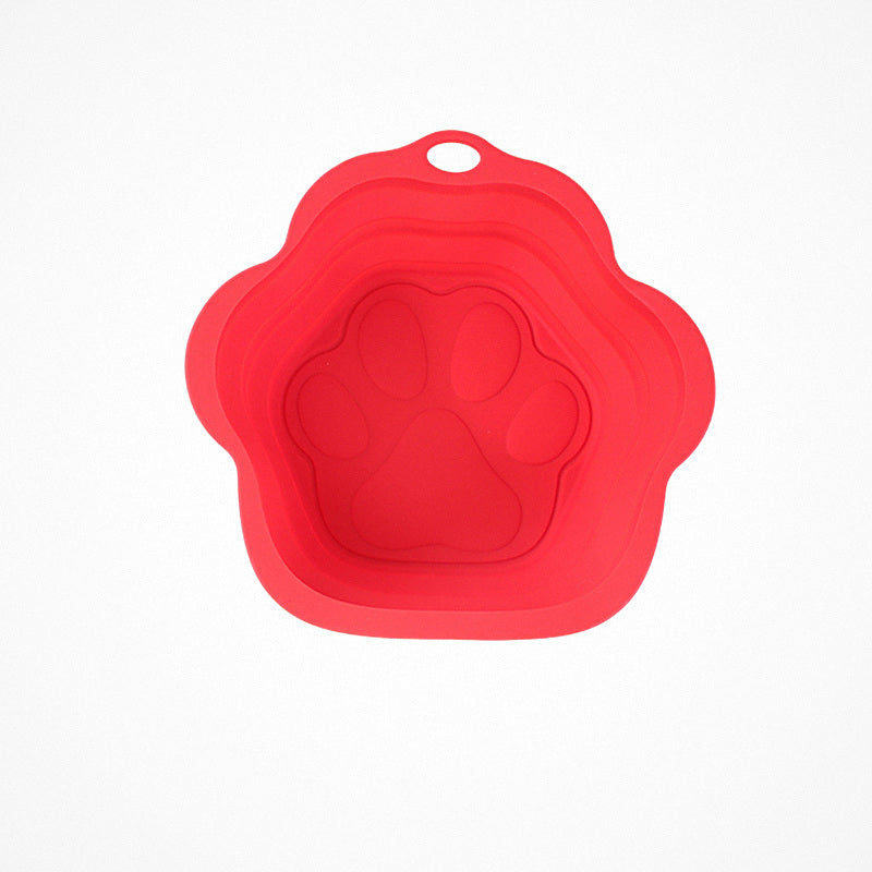 Comedero plegable rojo de un cuenco, abierto