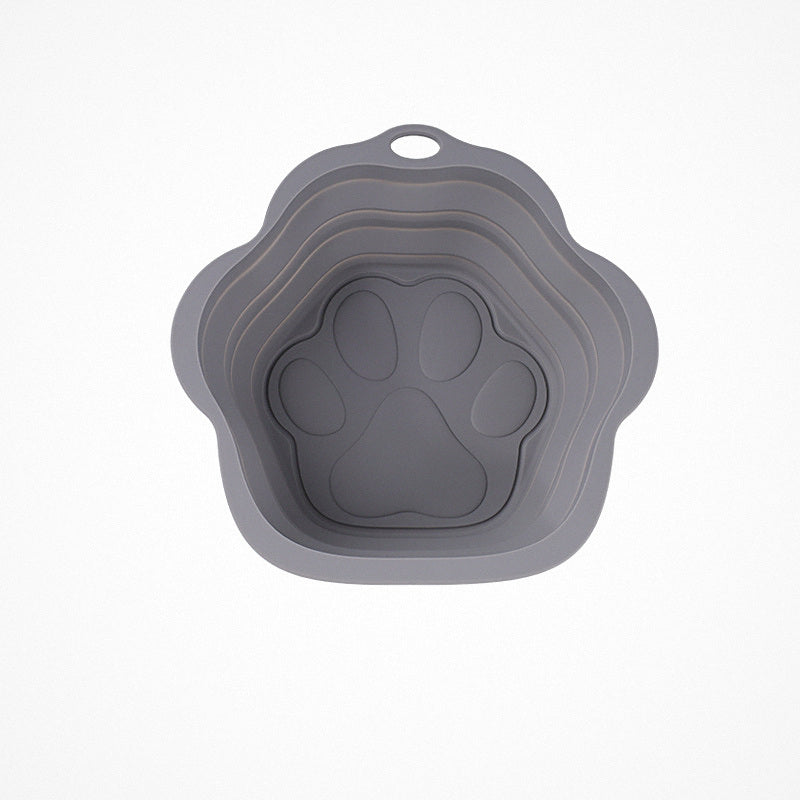 Comedero plegable gris de un cuenco, abierto
