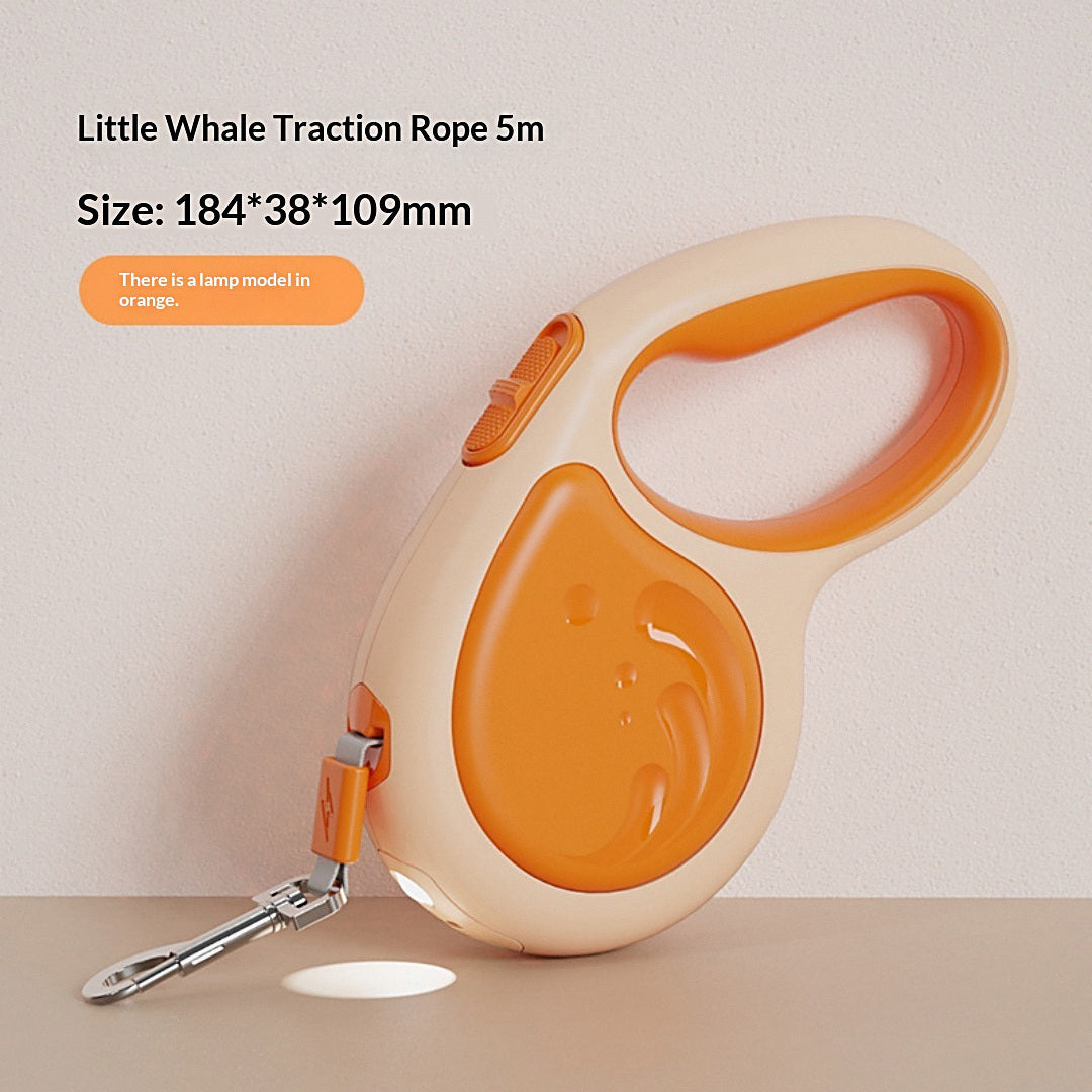 Correa extensible naranja de 5 metros con la luz LED encendida