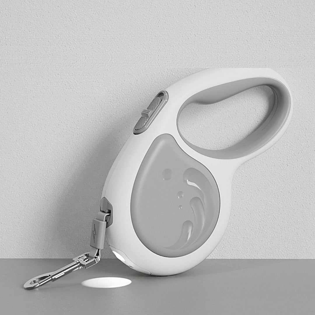 Correa extensible gris de 5 metros con la luz LED encendida