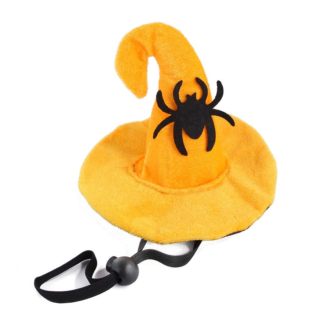 Gorro naranja con una araña negra