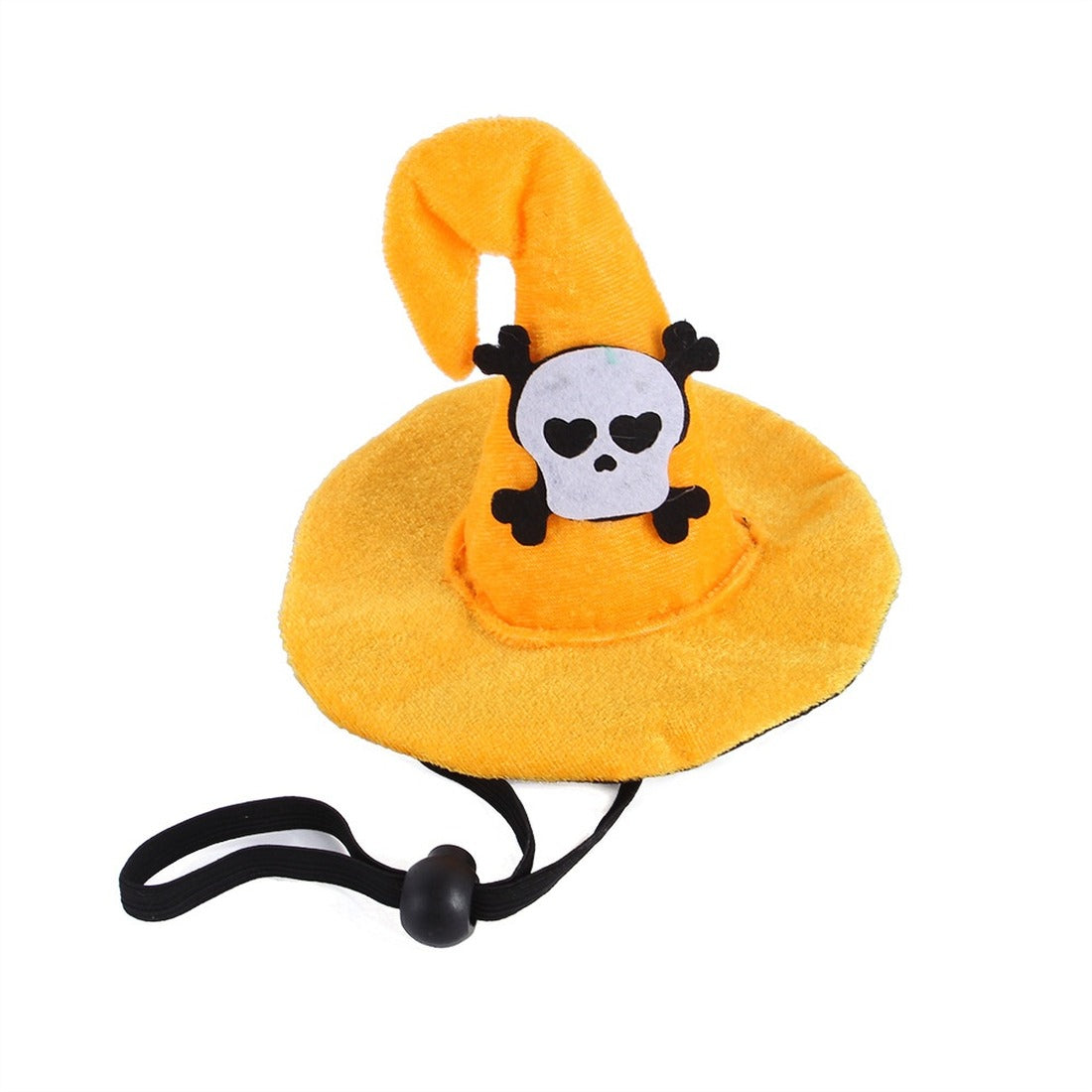 Gorro naranja con una calavera