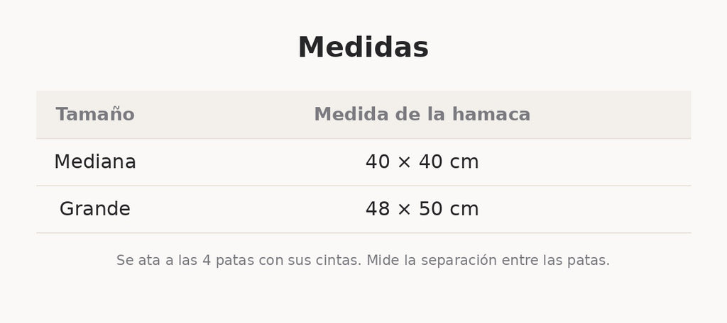 Medidas de la hamaca para silla: 40 × 40 y 48 × 50 cm