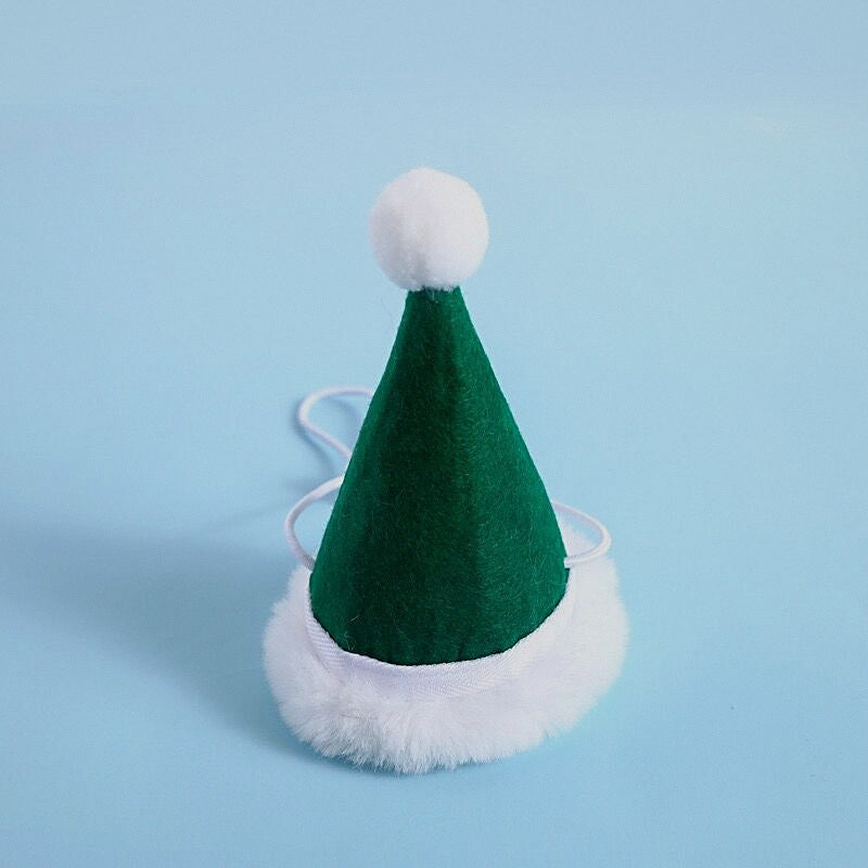 Gorro de Navidad verde con borde de pelo blanco y goma